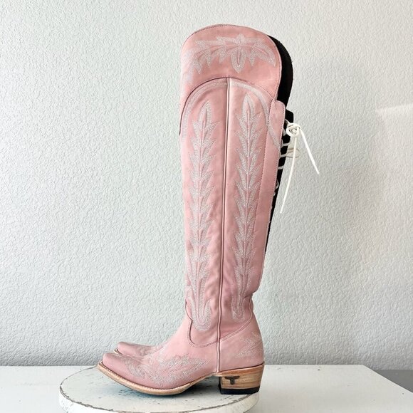 Lane LEXINGTON Over the Knee Womens Cowboy Boots 5 Pink Western Cowgirl Lace up - Picture 8 of 16